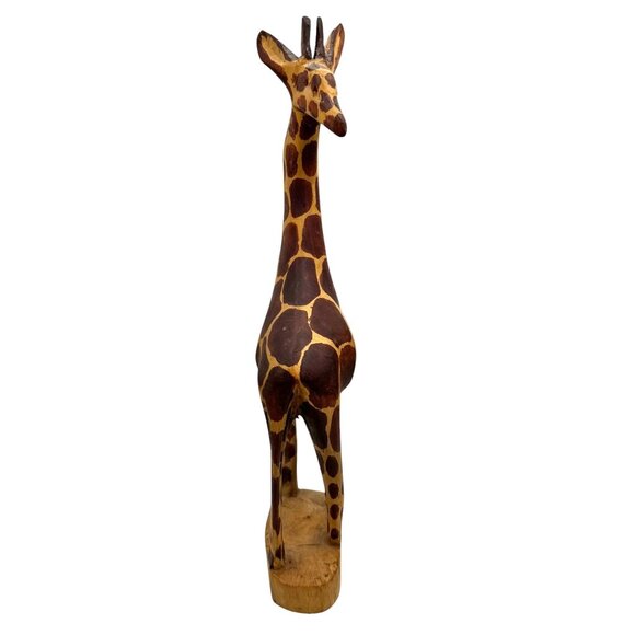 Hand-Carved Wooden Giraffe Figurine Set - Picture 3 of 16
